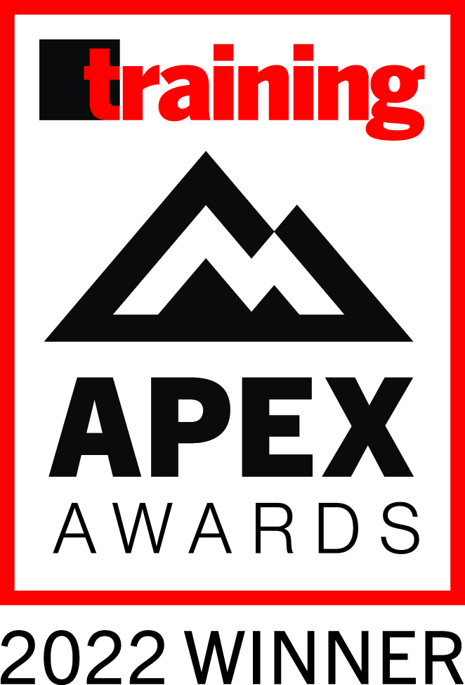 Training Magazine APEX Awards 2022 winner logo on a red and white background